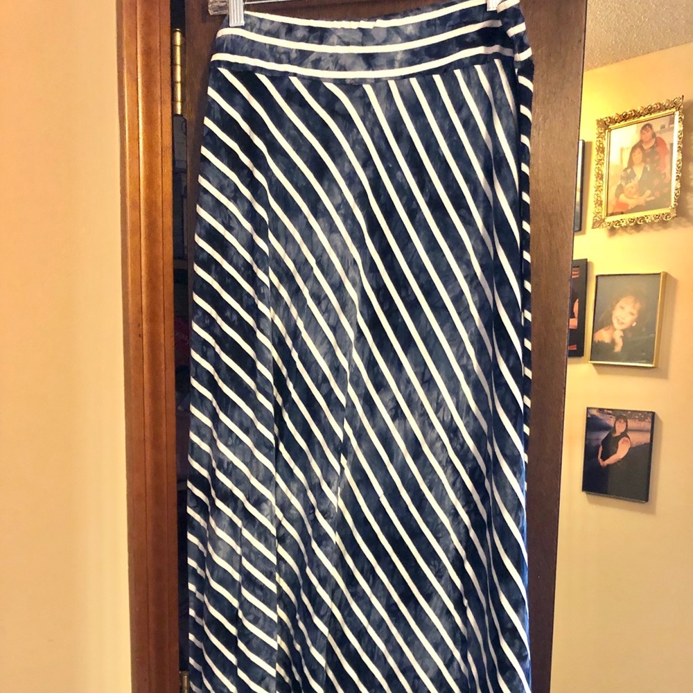 Blue & White Striped Maxi Skirt